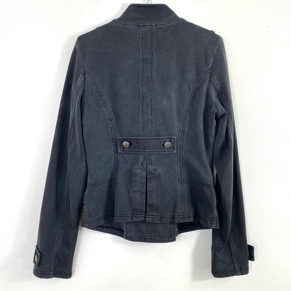 MARRAKECH Anthropologie Nadia Double Breasted Military Moto Jacket in Gray Sz XS - Picture 3 of 9